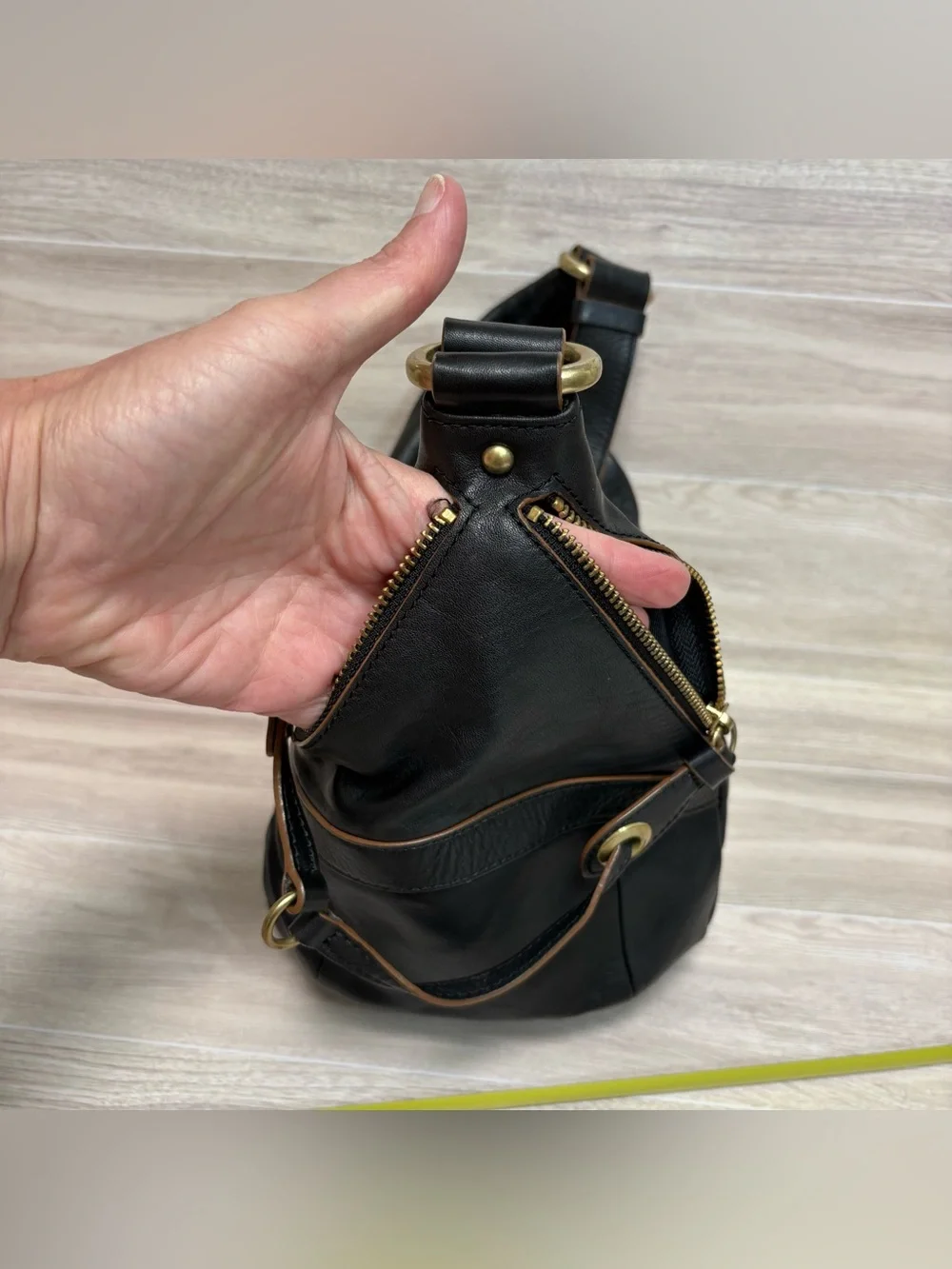 VTG Danier Black Leather Hobo Shoulder Bag